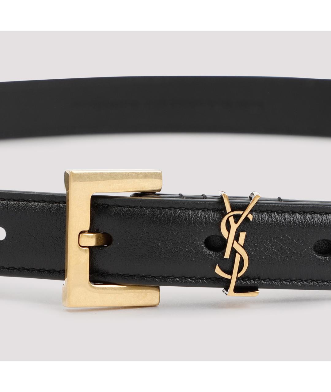 SAINT LAURENT Черный кожаный ремень, фото 2