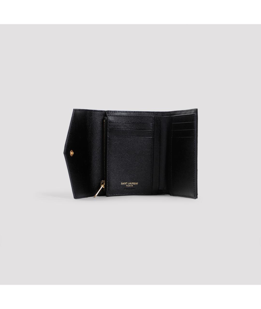 SAINT LAURENT Черный кожаный кошелек, фото 3