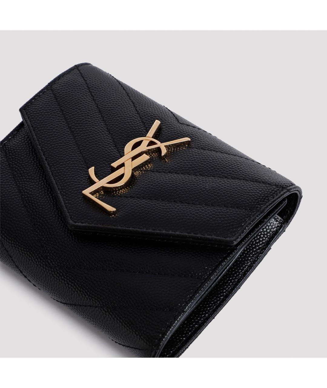 SAINT LAURENT Черный кожаный кошелек, фото 4