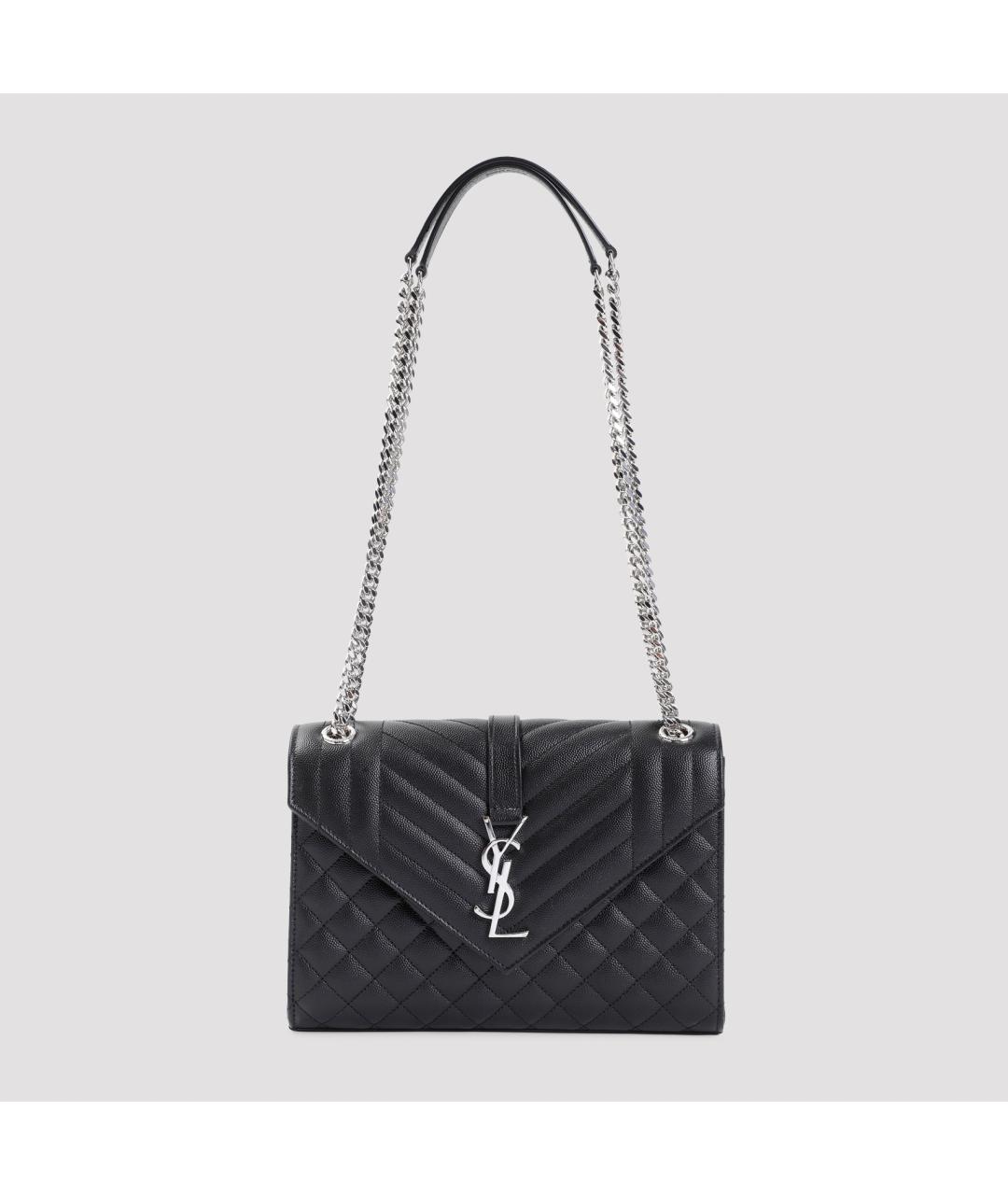 SAINT LAURENT Черная кожаная сумка через плечо, фото 2