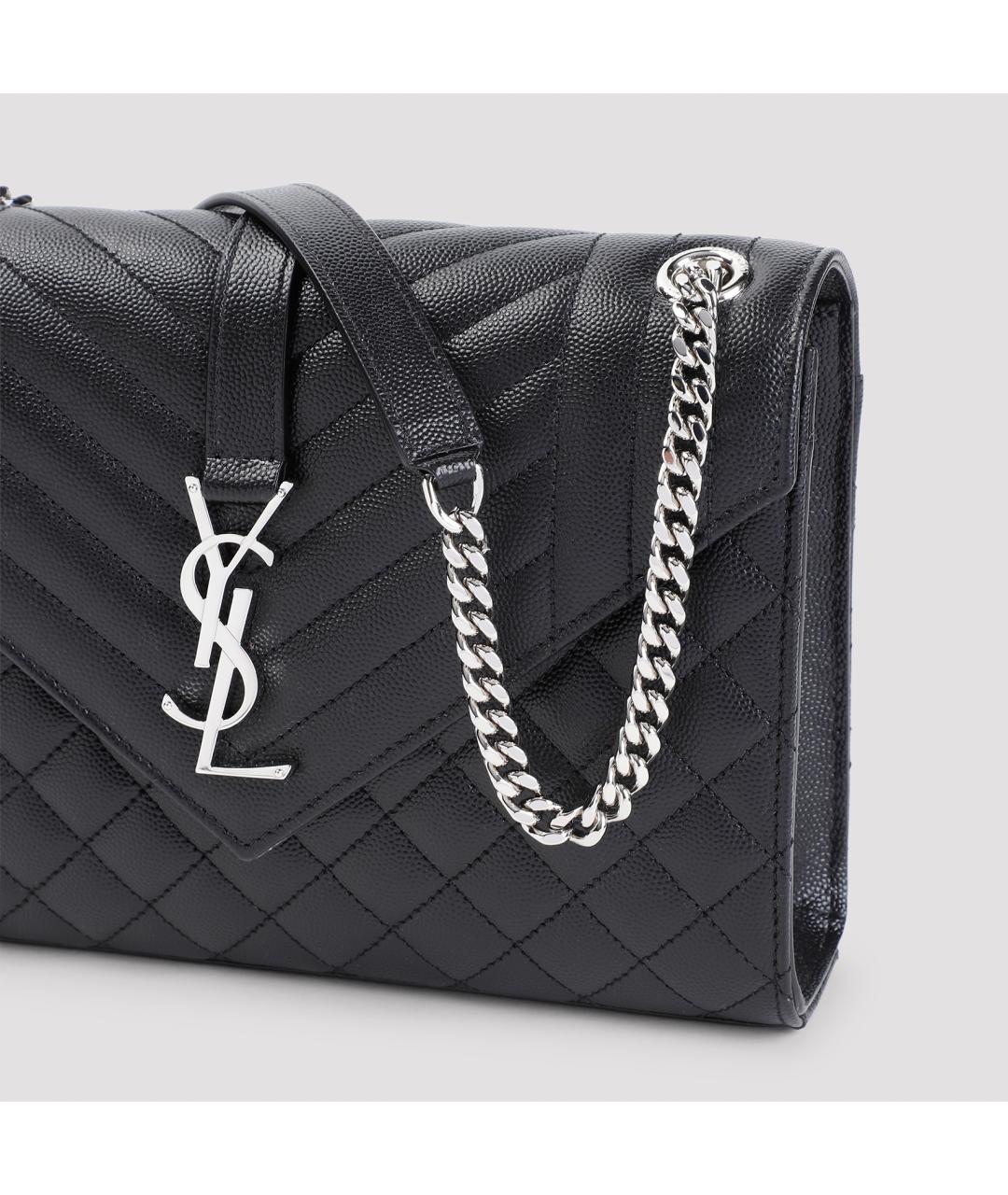 SAINT LAURENT Черная кожаная сумка через плечо, фото 4