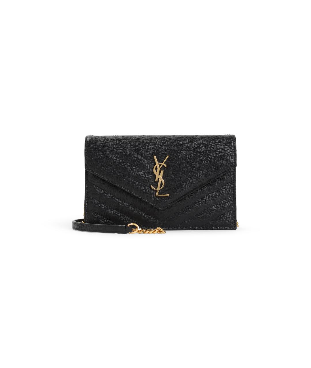 SAINT LAURENT Черная кожаная сумка через плечо, фото 1