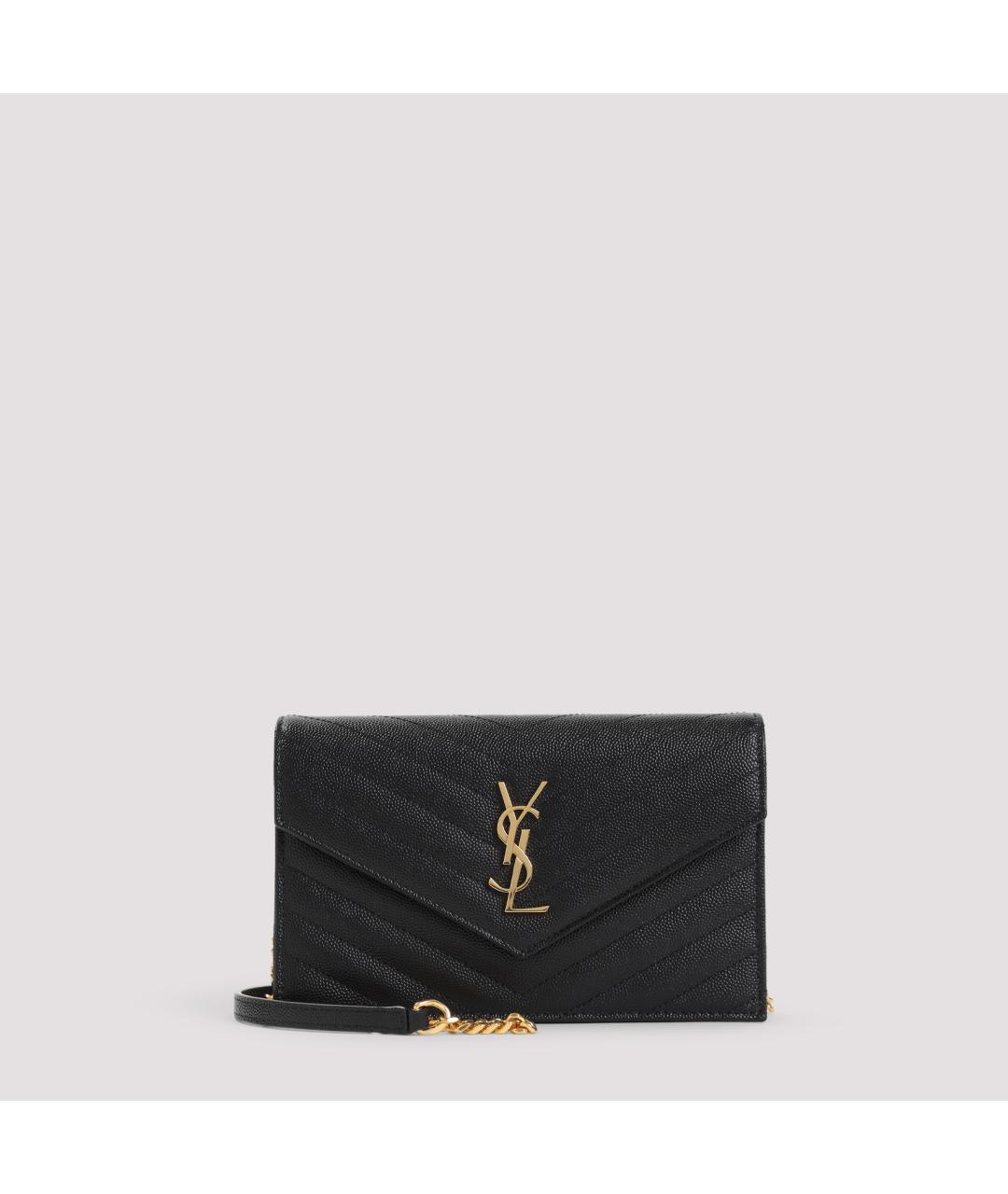 SAINT LAURENT Черная кожаная сумка через плечо, фото 2