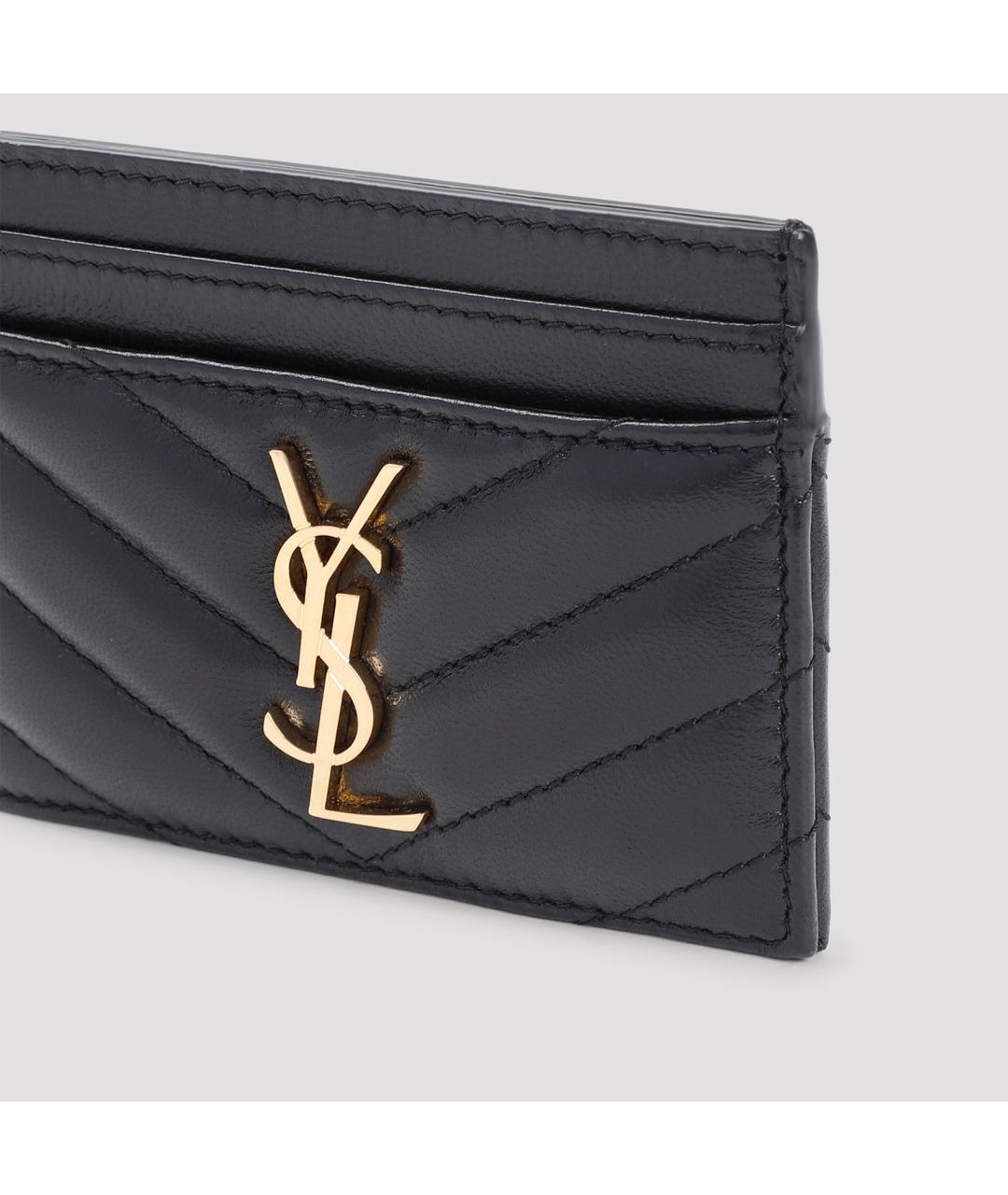 SAINT LAURENT Черный кожаный кардхолдер, фото 4