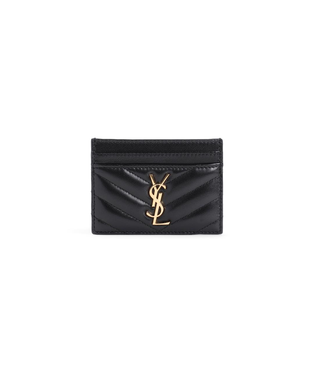 SAINT LAURENT Черный кожаный кардхолдер, фото 1