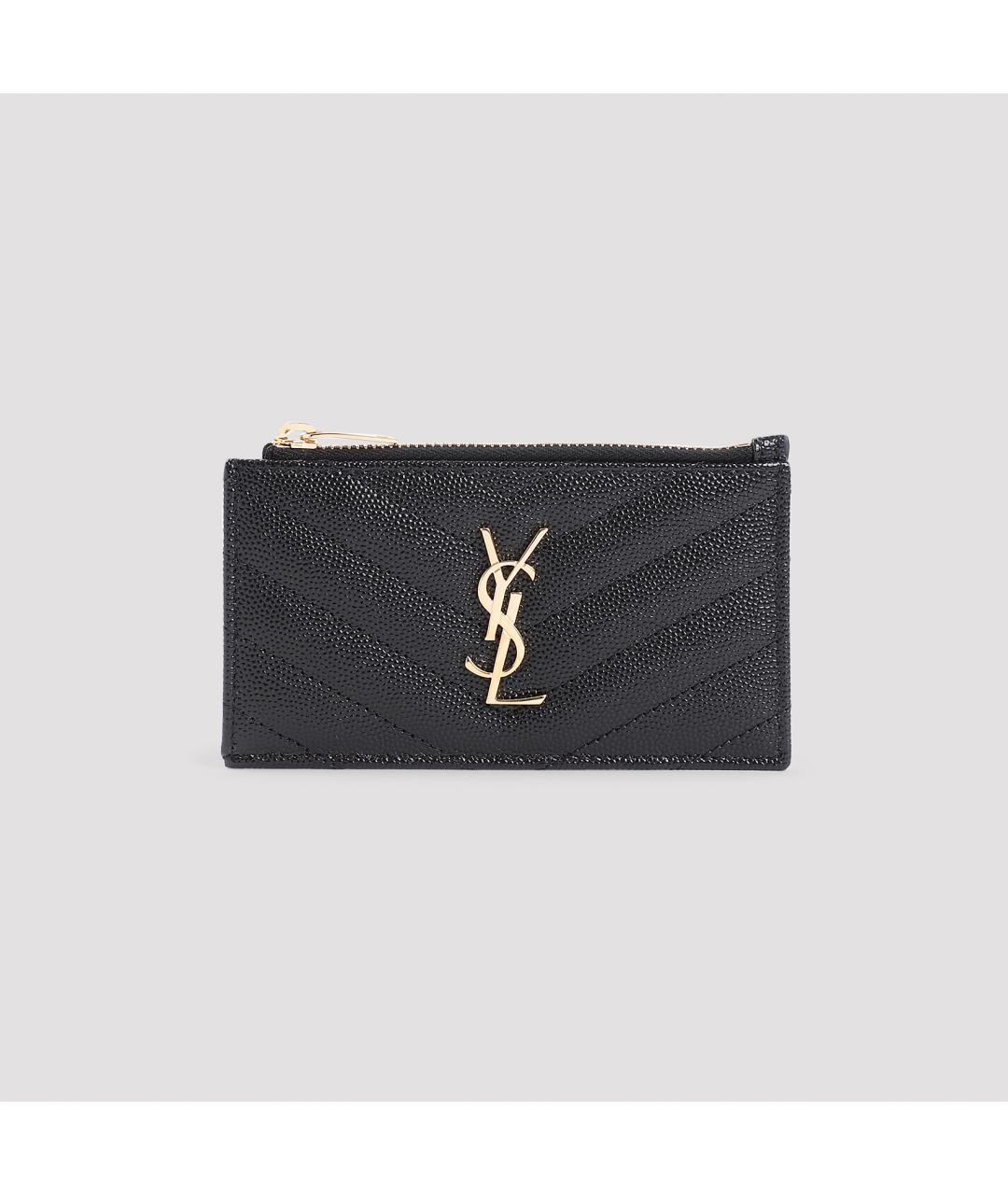 SAINT LAURENT Черный кожаный кардхолдер, фото 2