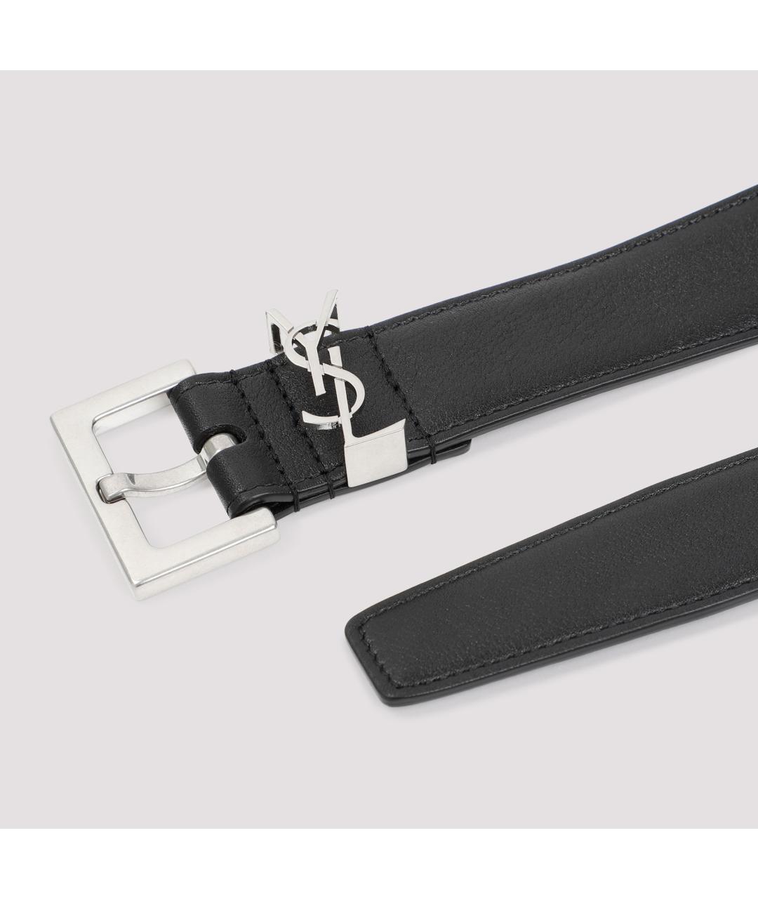 SAINT LAURENT Черный кожаный ремень, фото 3