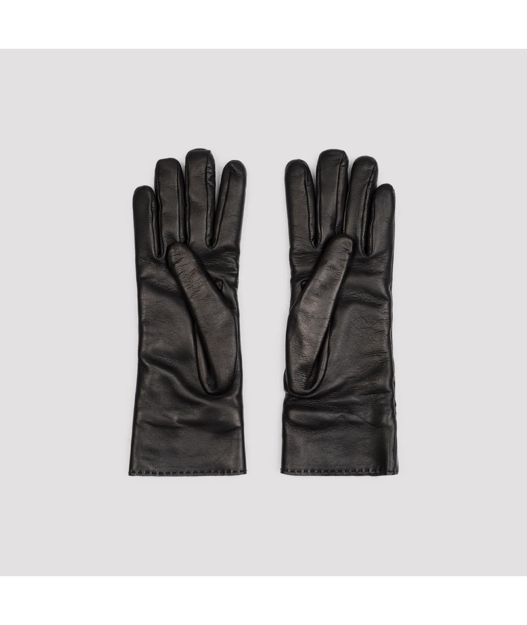 SAINT LAURENT Черные кожаные перчатки, фото 4