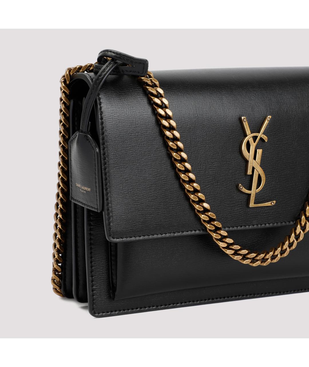 SAINT LAURENT Черная кожаная сумка через плечо, фото 5