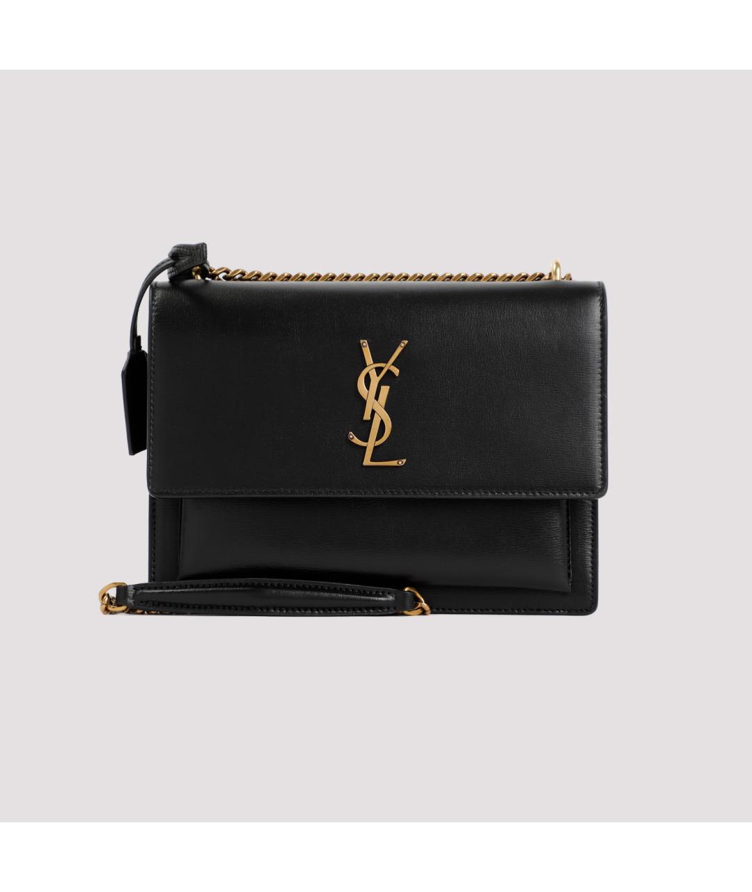 SAINT LAURENT Черная кожаная сумка через плечо, фото 2