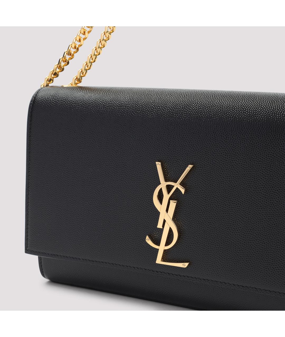 SAINT LAURENT Черная кожаная сумка через плечо, фото 4