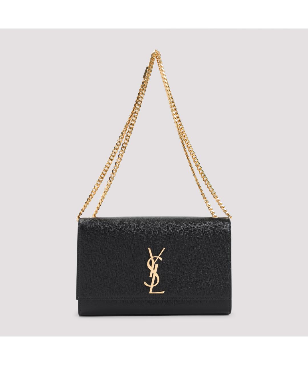 SAINT LAURENT Черная кожаная сумка через плечо, фото 2