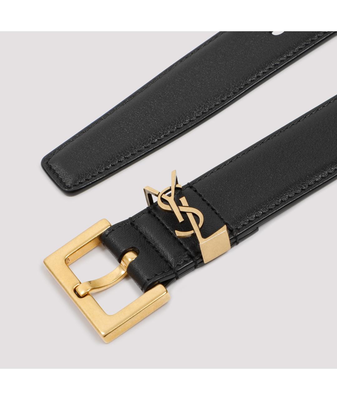 SAINT LAURENT Черный кожаный ремень, фото 5