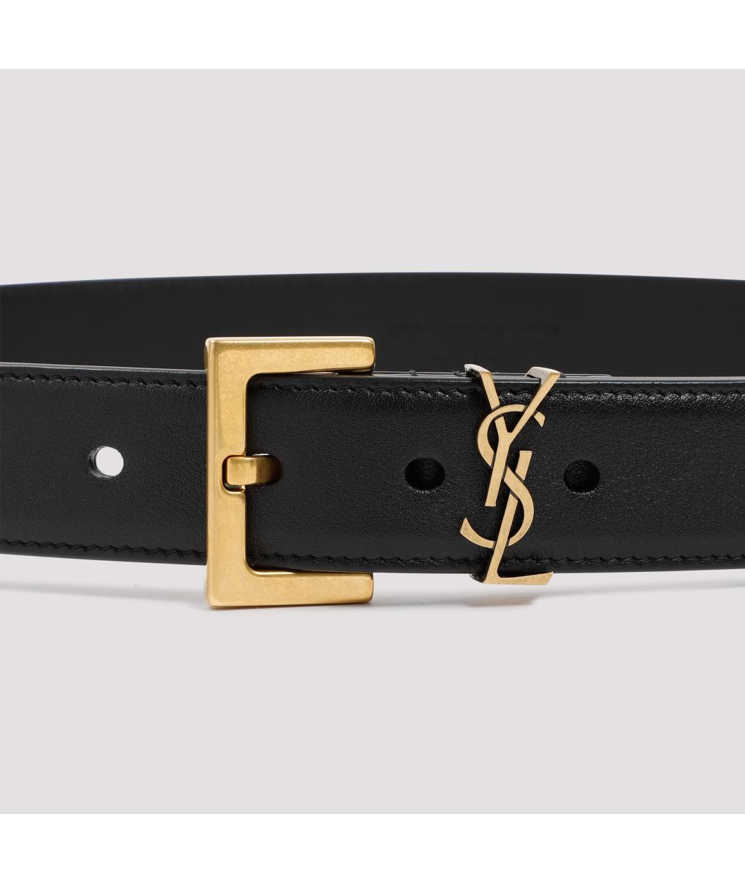 SAINT LAURENT Черный кожаный ремень, фото 4
