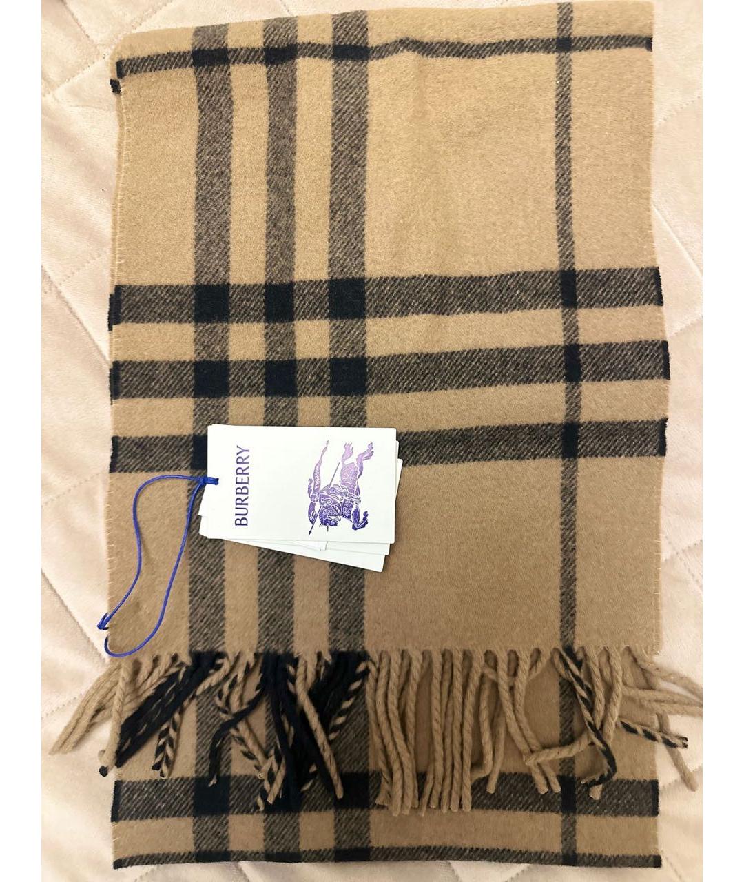 BURBERRY Бежевый шерстяной шарф, фото 2