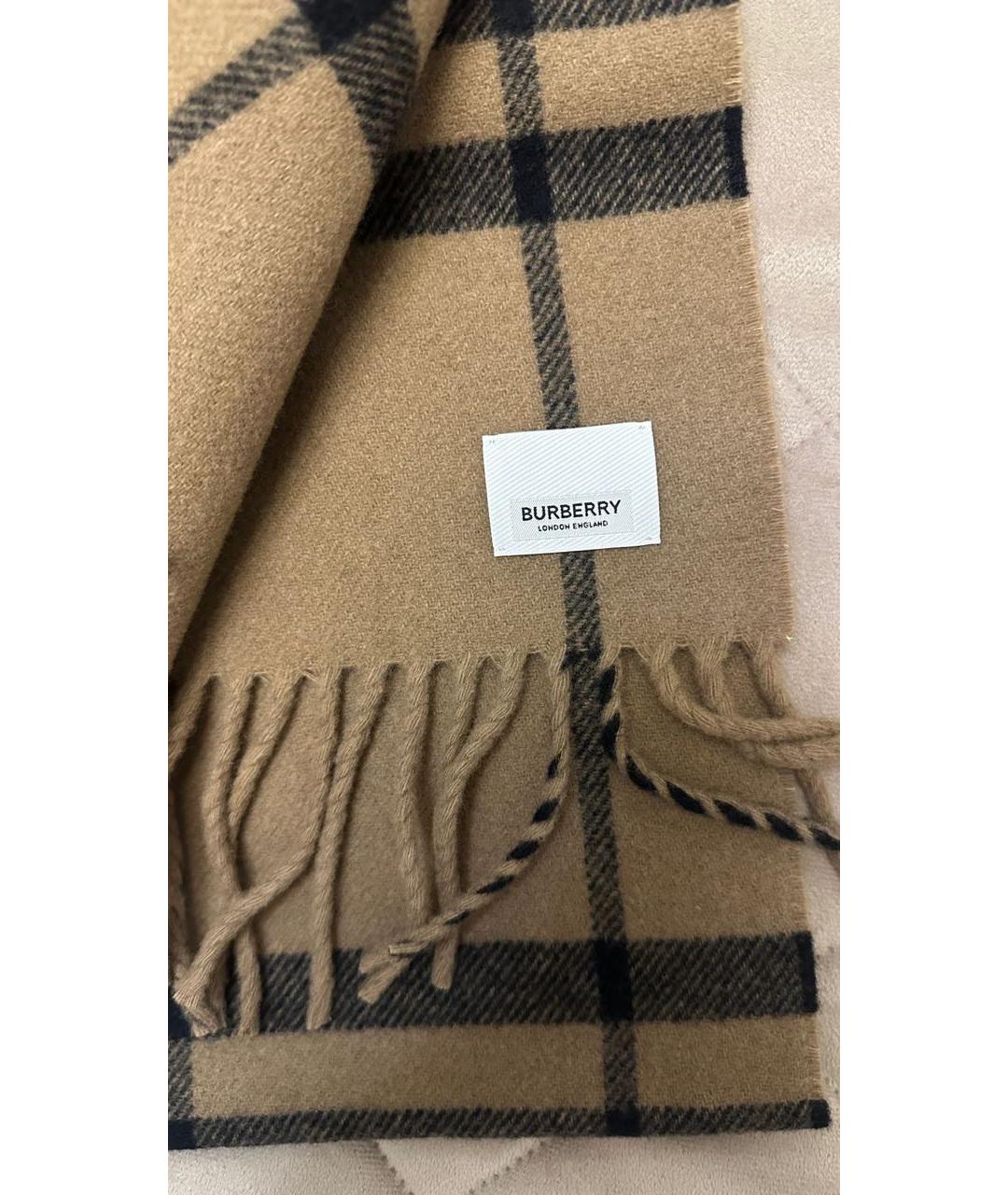 BURBERRY Бежевый шерстяной шарф, фото 5