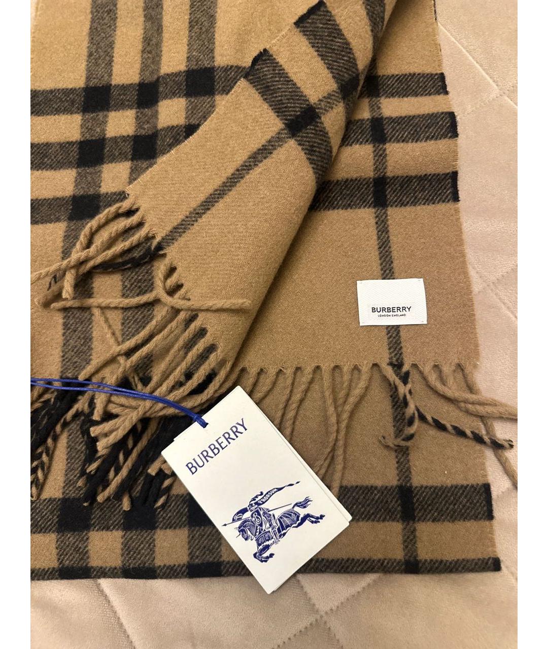 BURBERRY Бежевый шерстяной шарф, фото 3