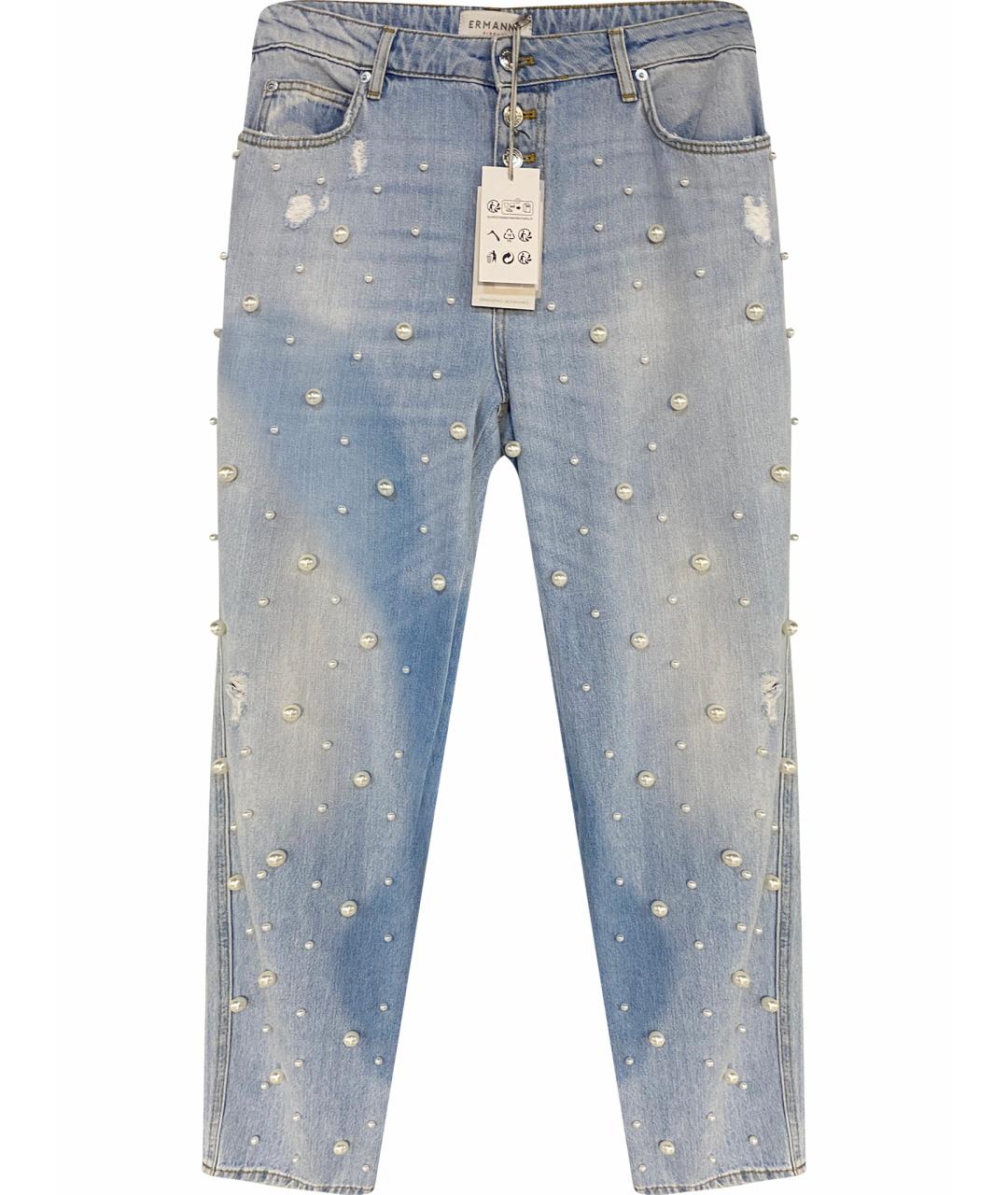 ERMANNO FIRENZE Голубые хлопковые прямые джинсы, фото 1