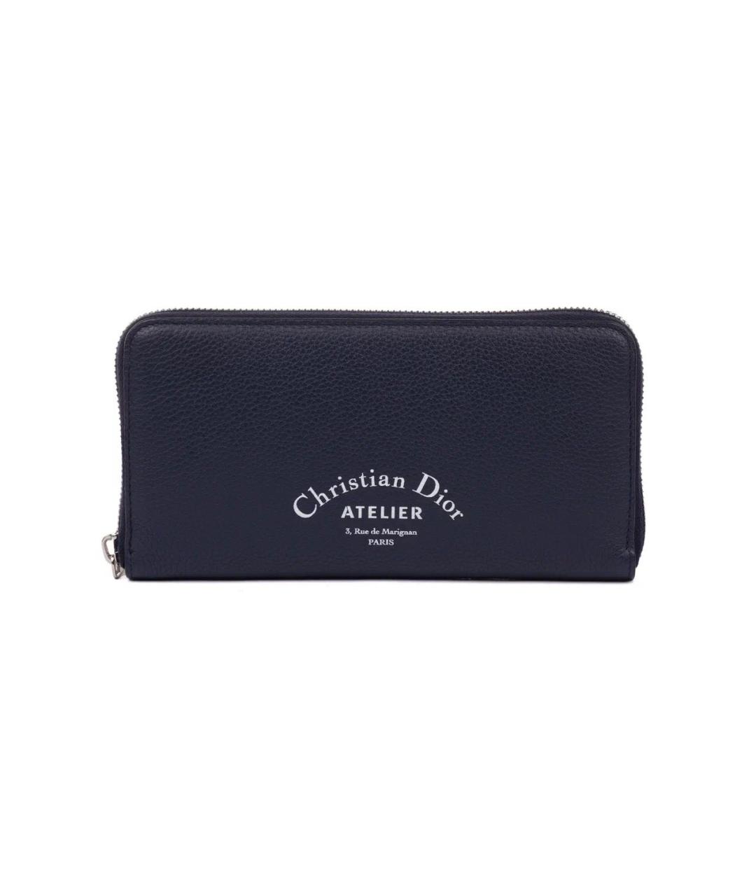 CHRISTIAN DIOR Темно-синий кожаный кошелек, фото 1