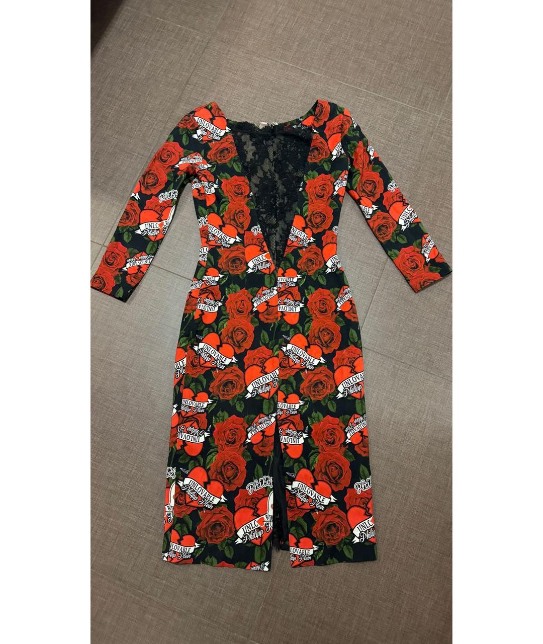 PHILIPP PLEIN Красное вискозное коктейльное платье, фото 2