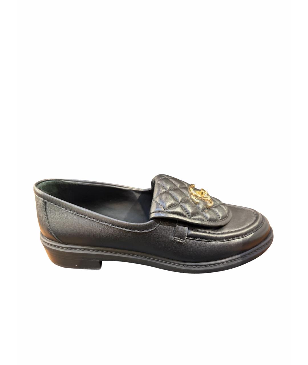 CHANEL Черные кожаные лоферы, фото 1