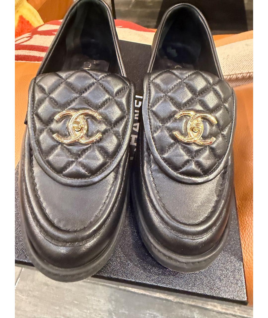 CHANEL Черные кожаные лоферы, фото 3