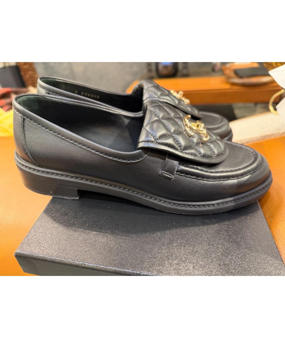 CHANEL Черные кожаные лоферы, фото 9