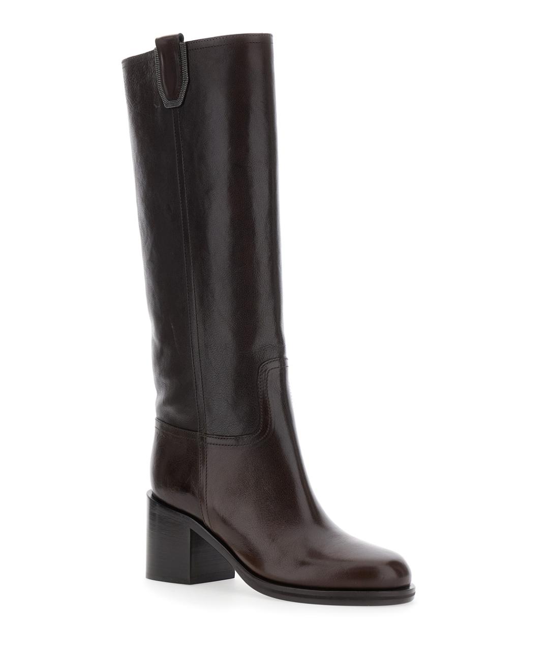 BRUNELLO CUCINELLI Коричневые кожаные сапоги, фото 2