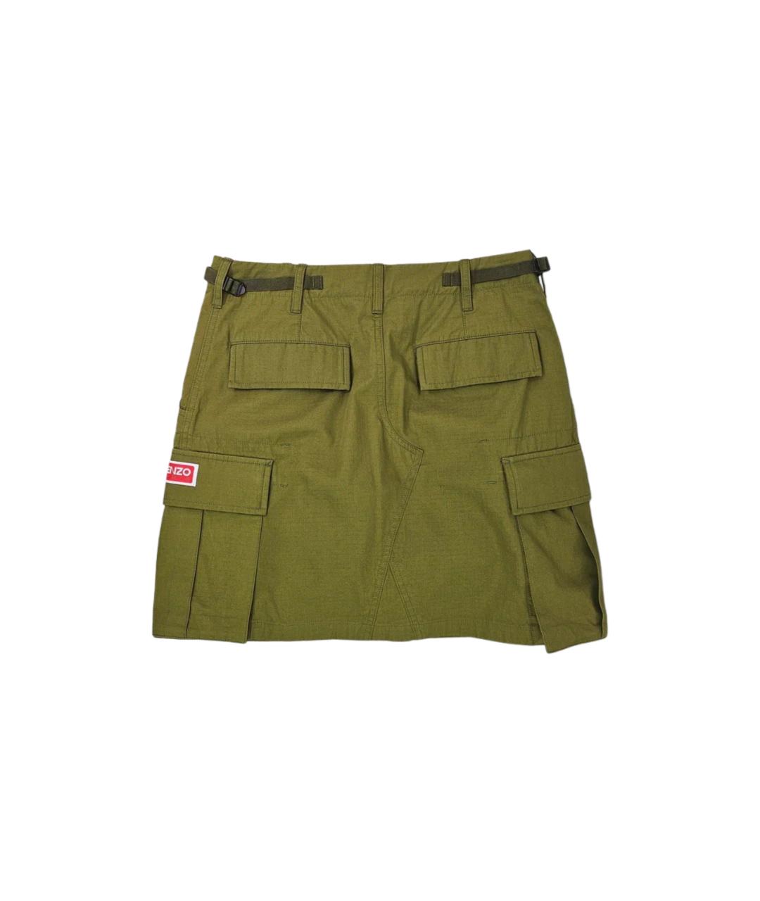 KENZO Хаки хлопковая юбка мини, фото 2