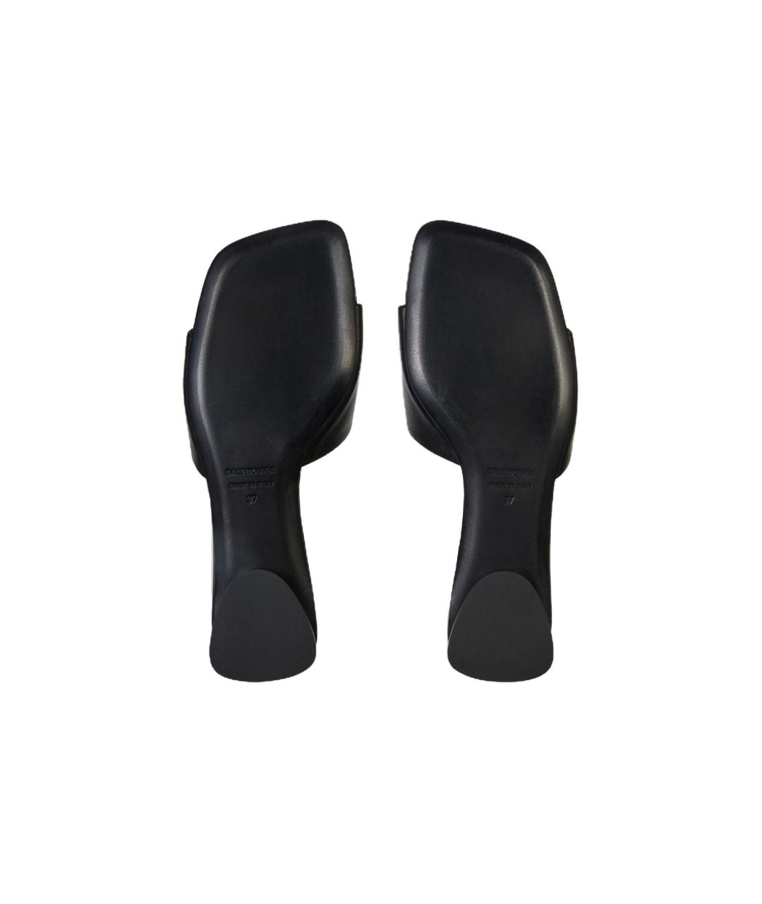 BALENCIAGA Черные кожаные шлепанцы, фото 5