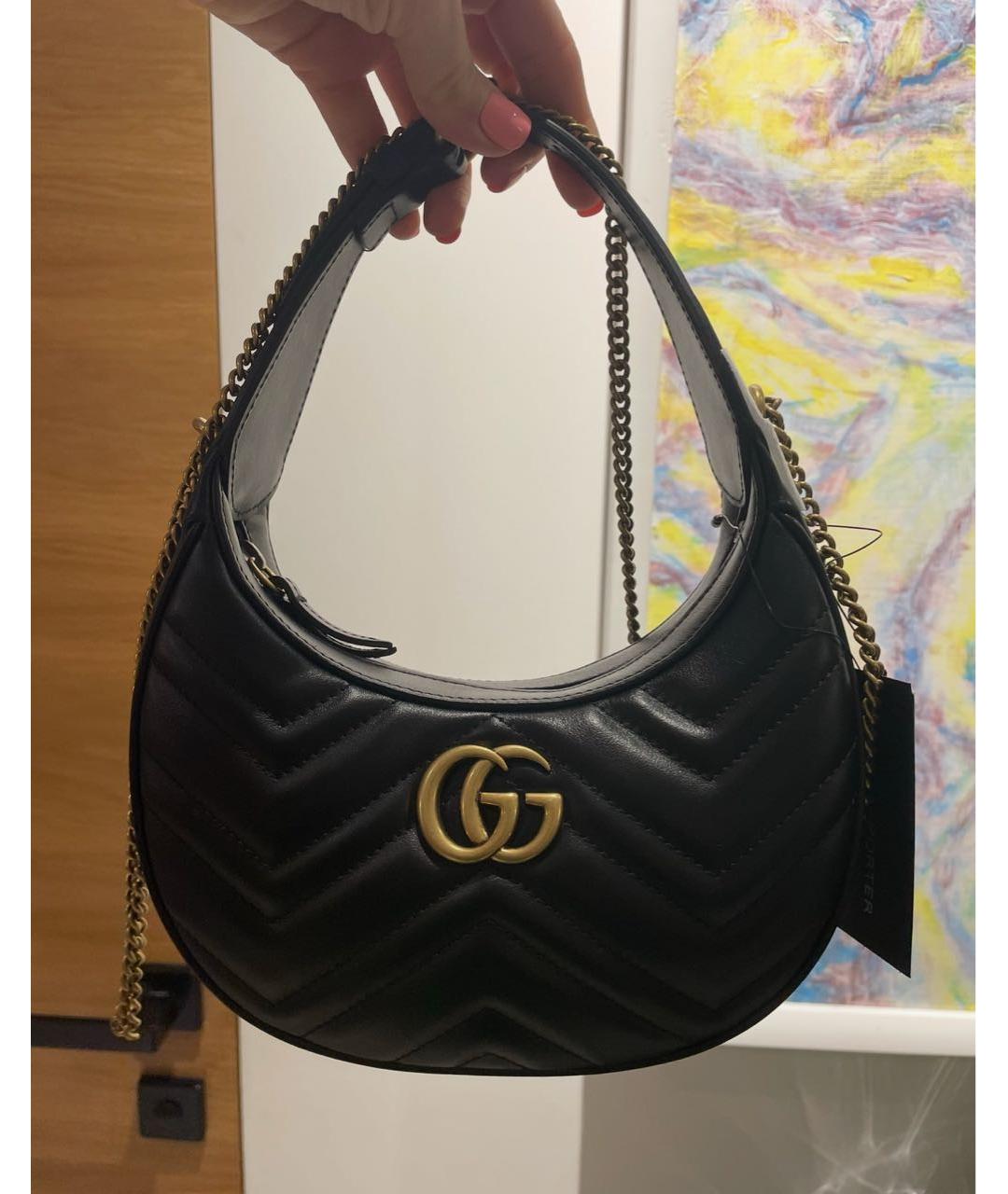 GUCCI Черная кожаная сумка через плечо, фото 5