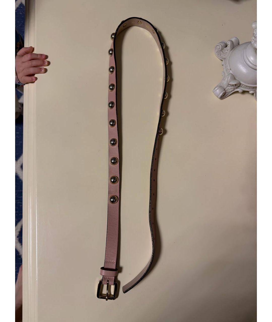 KARL LAGERFELD Розовый кожаный ремень, фото 3