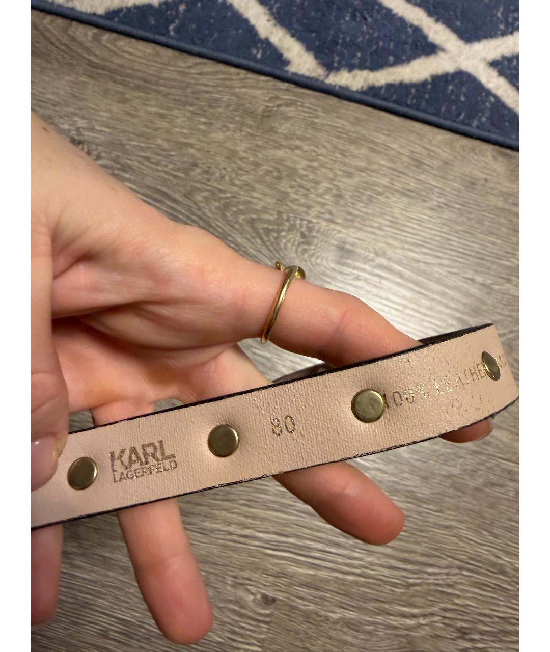 KARL LAGERFELD Розовый кожаный ремень, фото 6