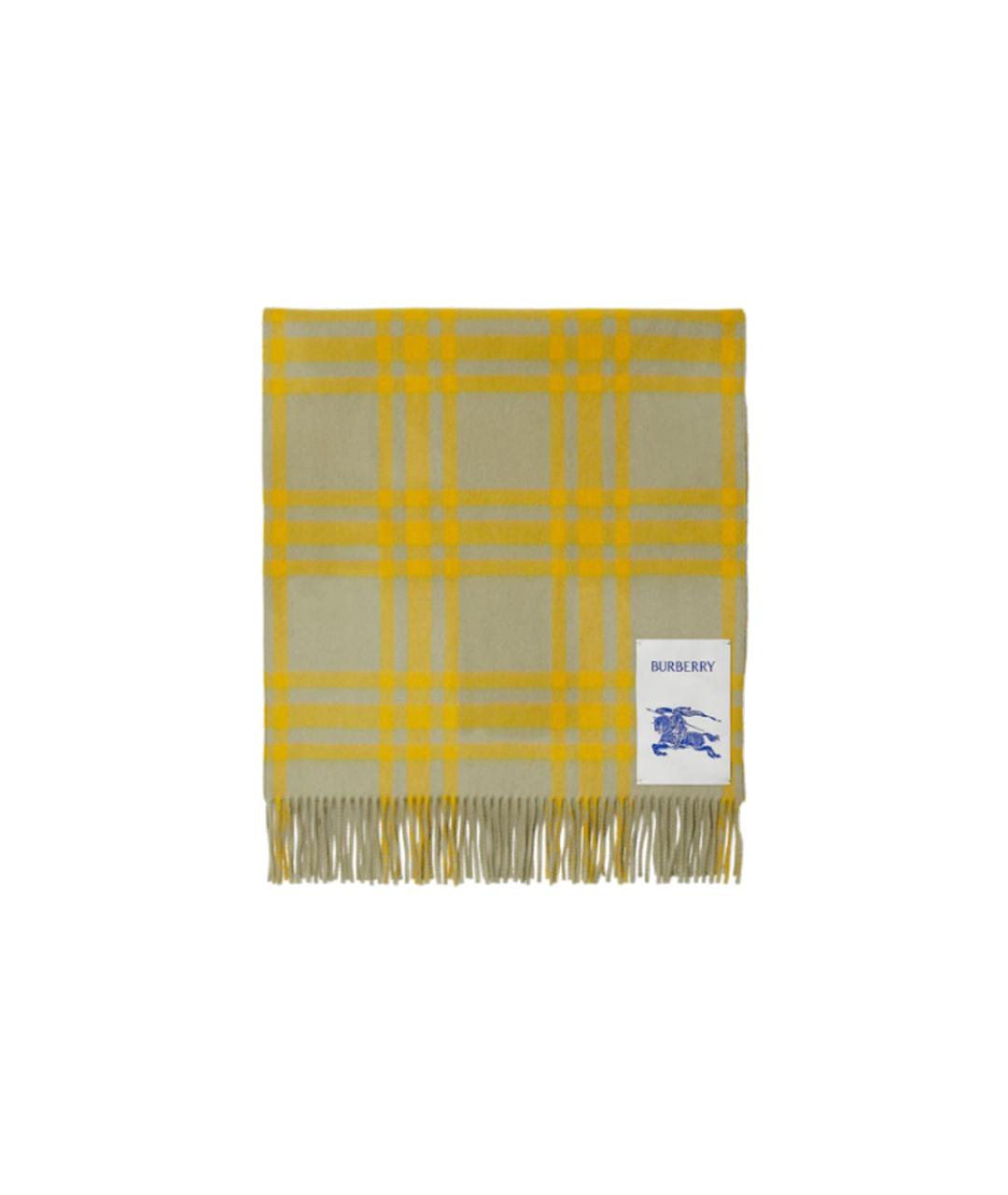 BURBERRY Желтый кашемировый шарф, фото 2