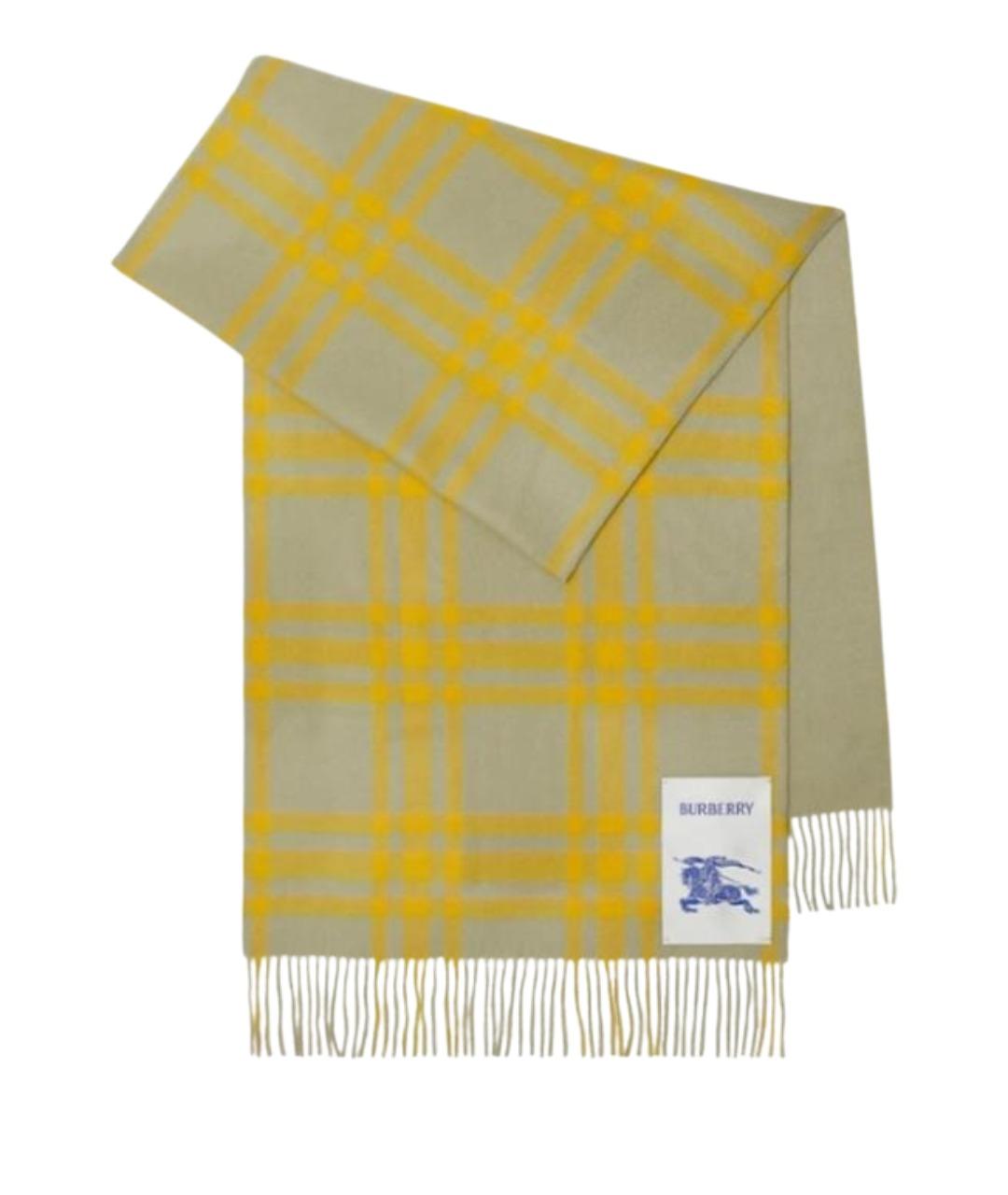 BURBERRY Желтый кашемировый шарф, фото 1