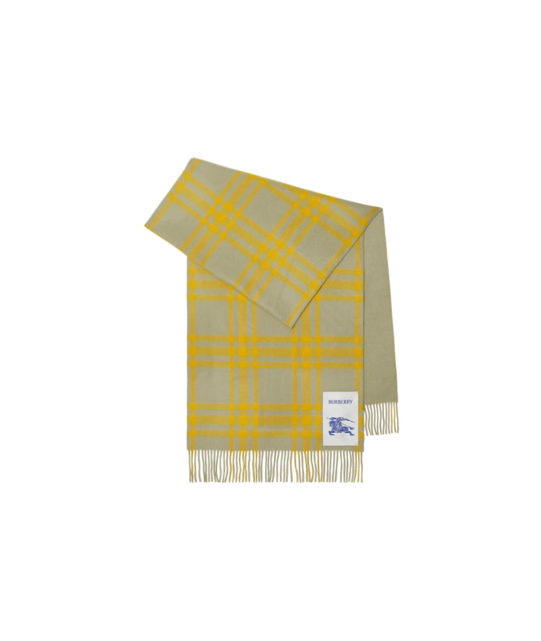 BURBERRY Желтый кашемировый шарф, фото 4