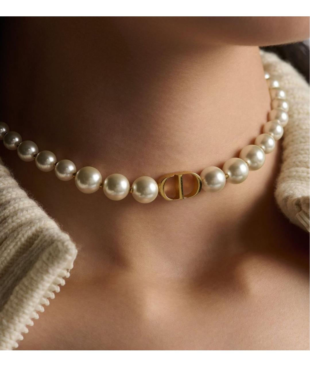 CHRISTIAN DIOR Белый чокер из бисера, фото 4