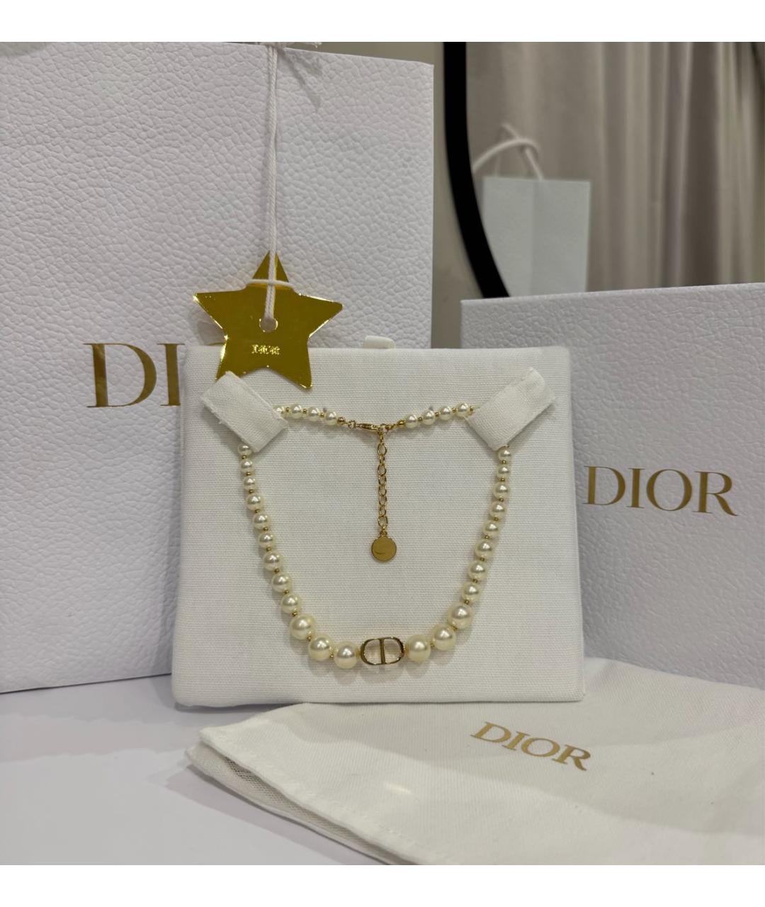 CHRISTIAN DIOR Белый чокер из бисера, фото 2