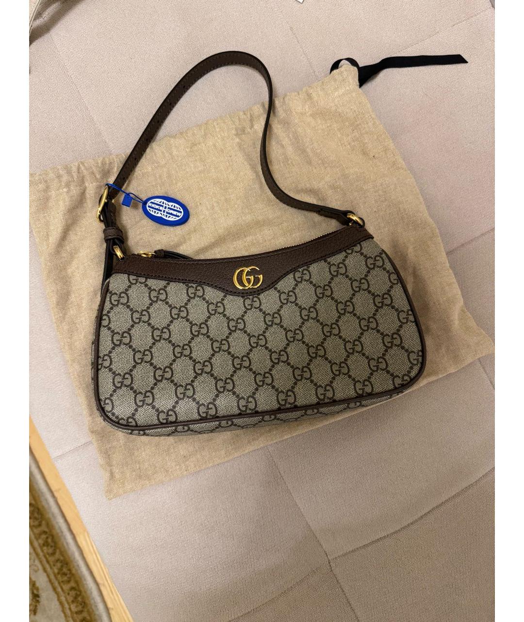 GUCCI Бежевая кожаная сумка с короткими ручками, фото 6