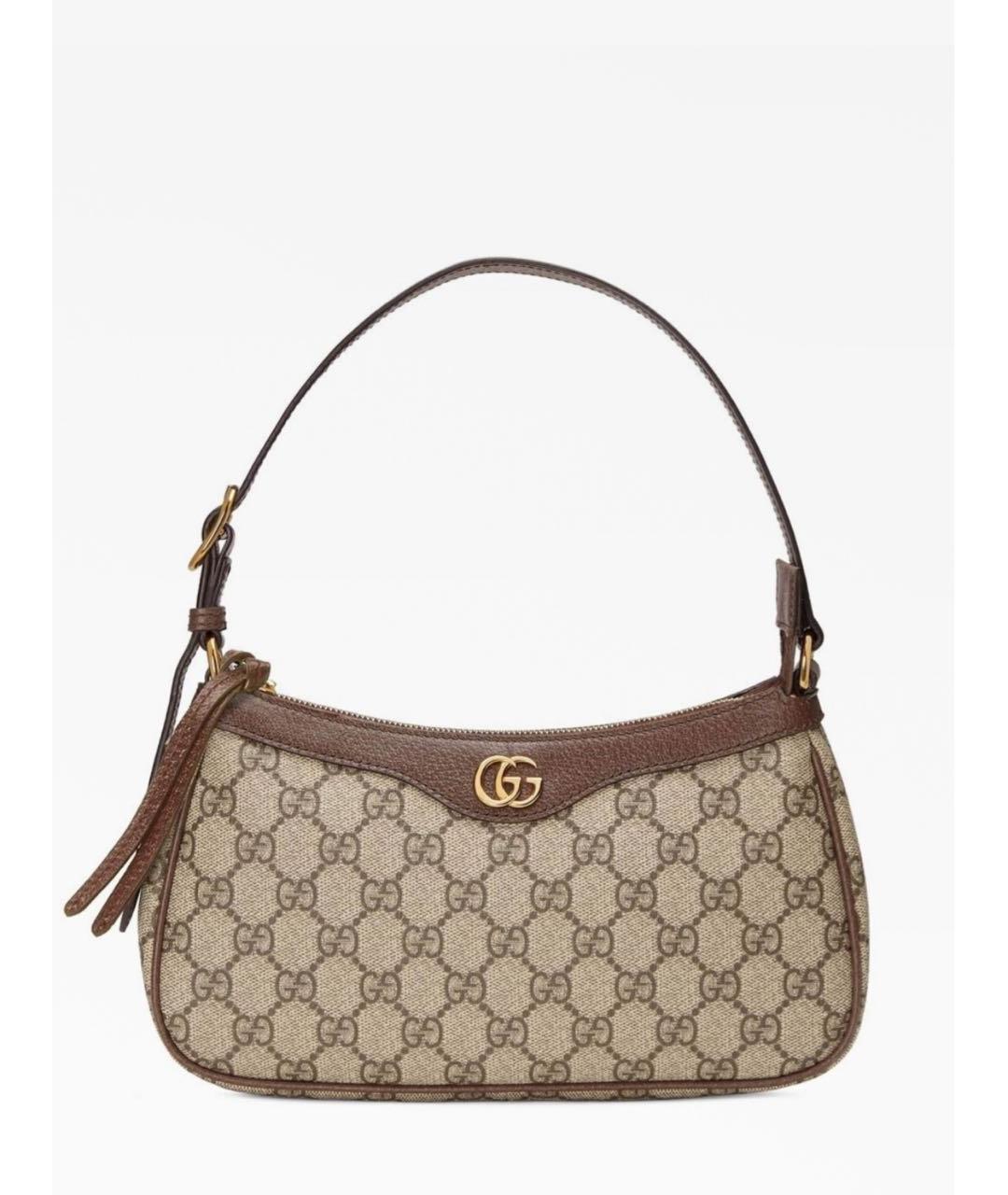 GUCCI Бежевая кожаная сумка с короткими ручками, фото 3