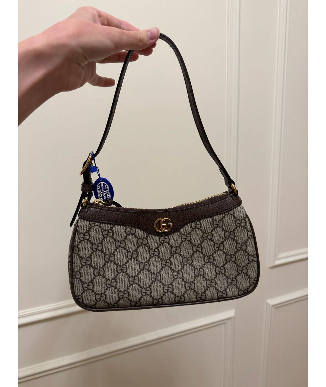 GUCCI Бежевая кожаная сумка с короткими ручками, фото 5