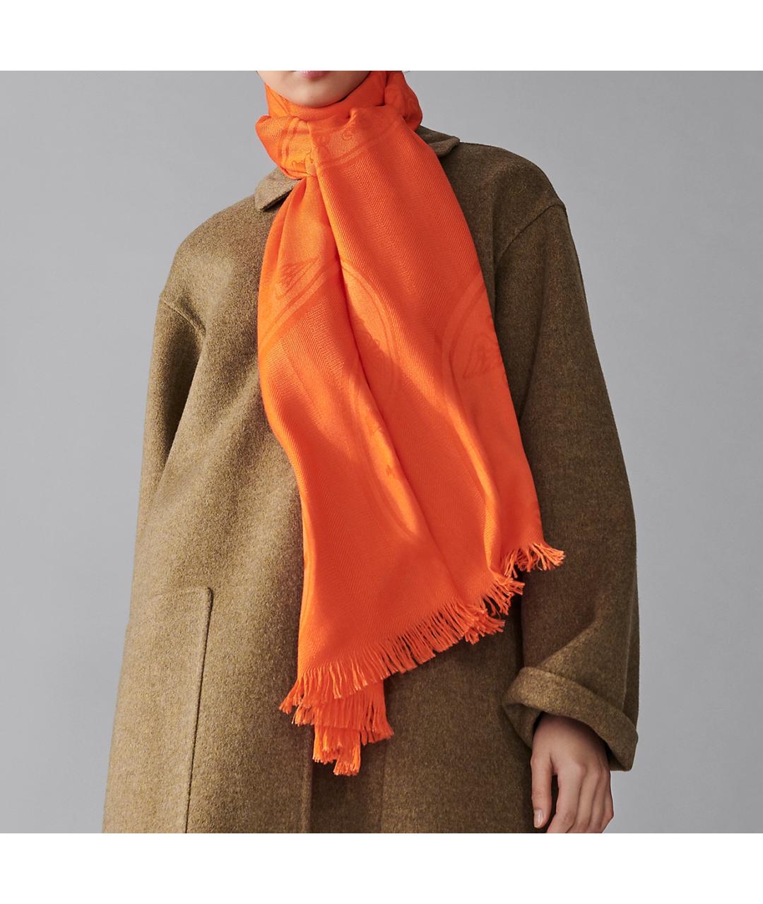 HERMES Оранжевый шарф, фото 2