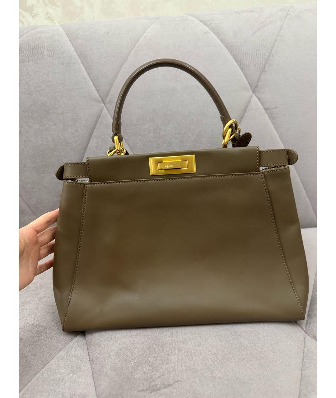 FENDI Коричневая кожаная сумка через плечо, фото 3