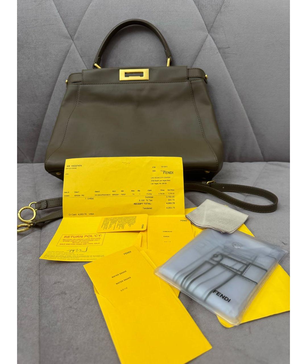 FENDI Коричневая кожаная сумка через плечо, фото 5