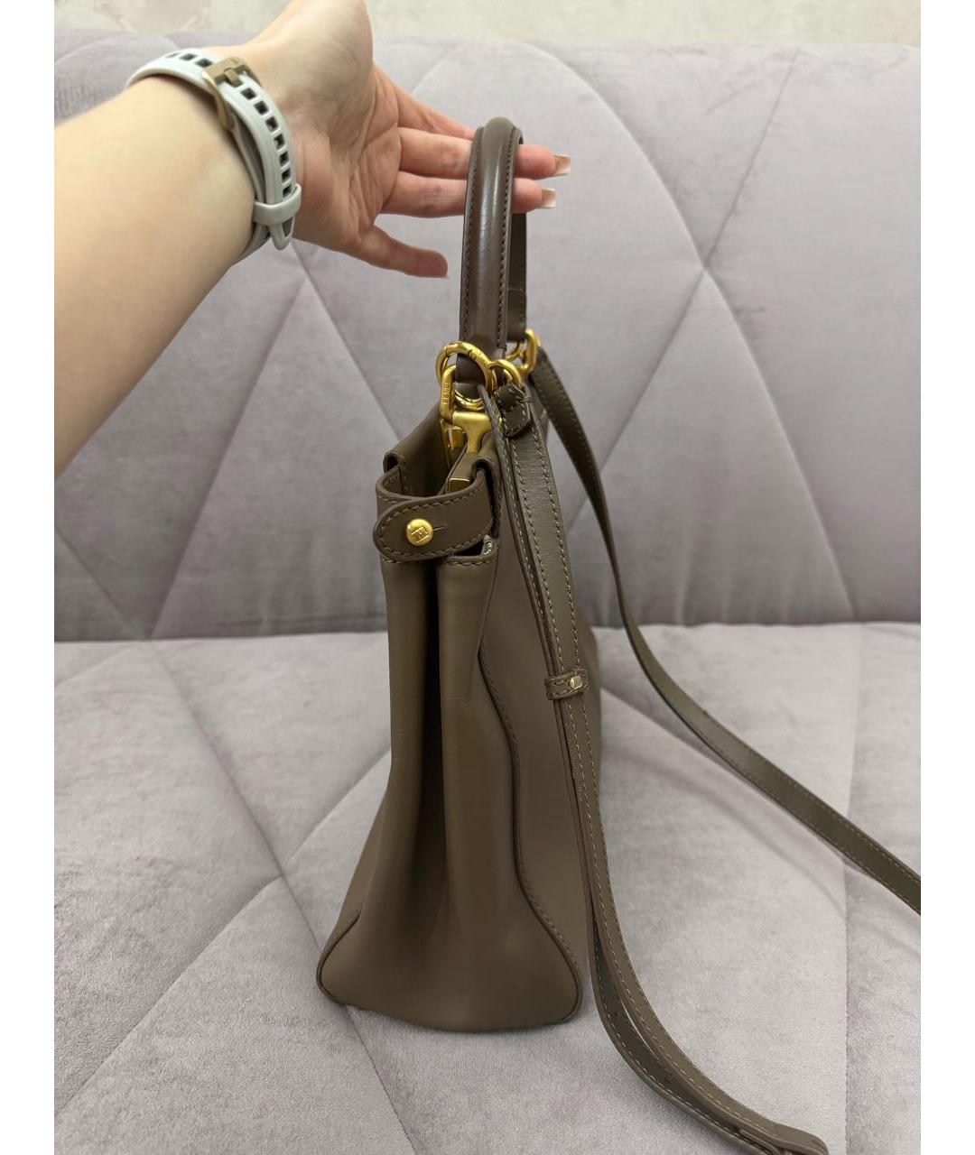 FENDI Коричневая кожаная сумка через плечо, фото 2