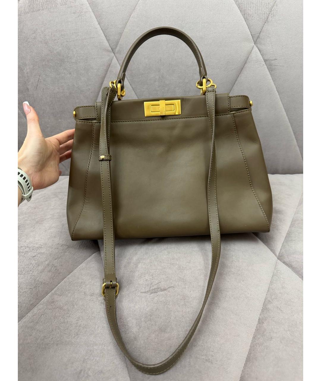 FENDI Коричневая кожаная сумка через плечо, фото 9