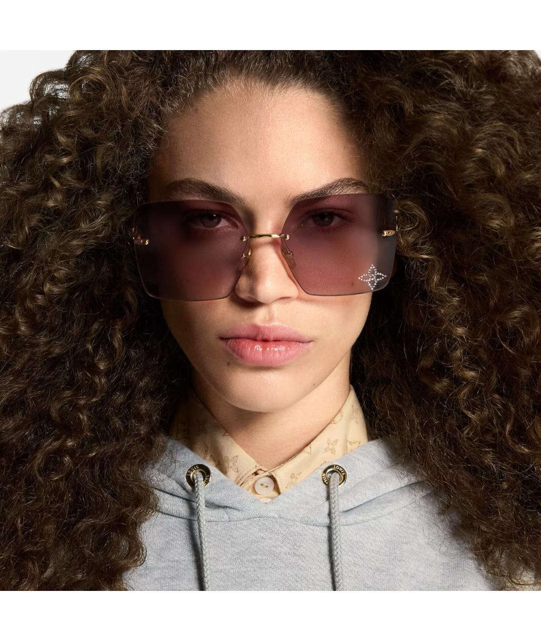 LOUIS VUITTON Золотые металлические солнцезащитные очки, фото 5