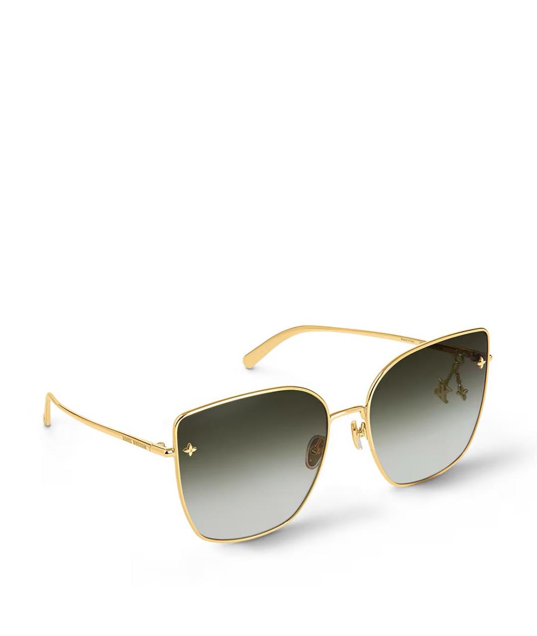 LOUIS VUITTON Золотые металлические солнцезащитные очки, фото 7