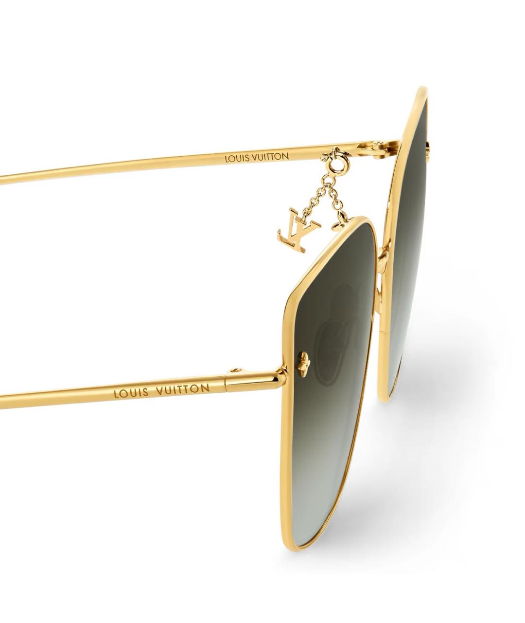 LOUIS VUITTON Золотые металлические солнцезащитные очки, фото 4