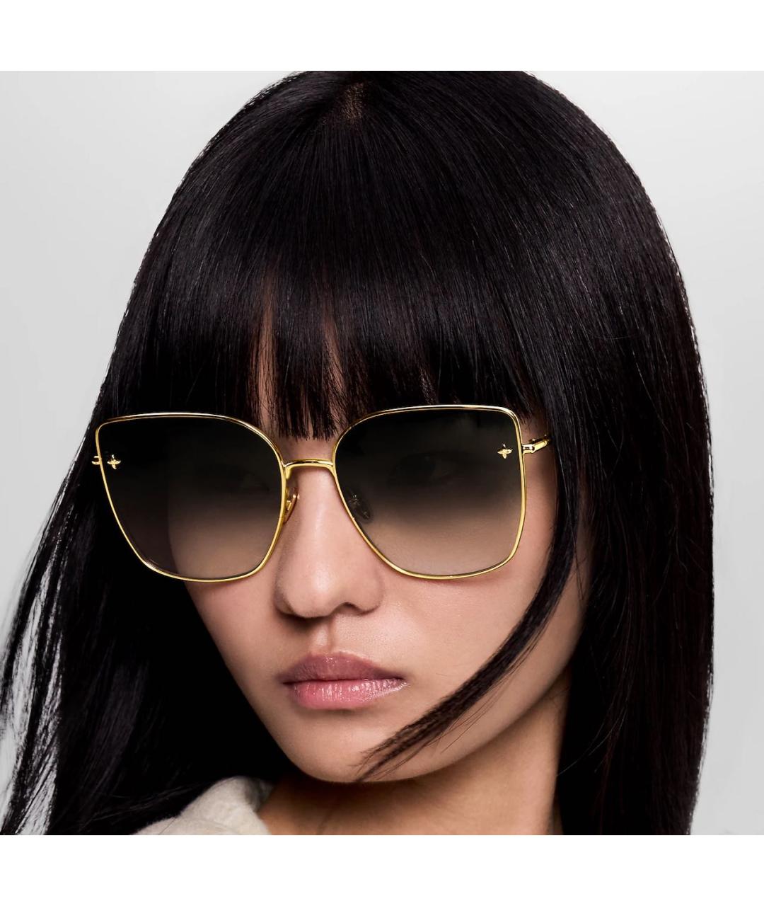 LOUIS VUITTON Золотые металлические солнцезащитные очки, фото 6